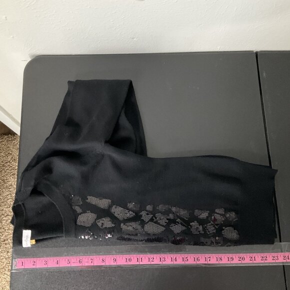 Calvin Klein Sweater‎ Women Sz M Black Sequin Wool Blend Round Neckline Pullover - Picture 6 of 8